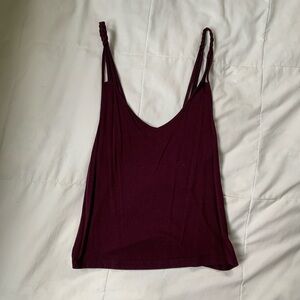 American Eagle Outfitters Braided-Strap V-Neck Tank Top in Burgundy